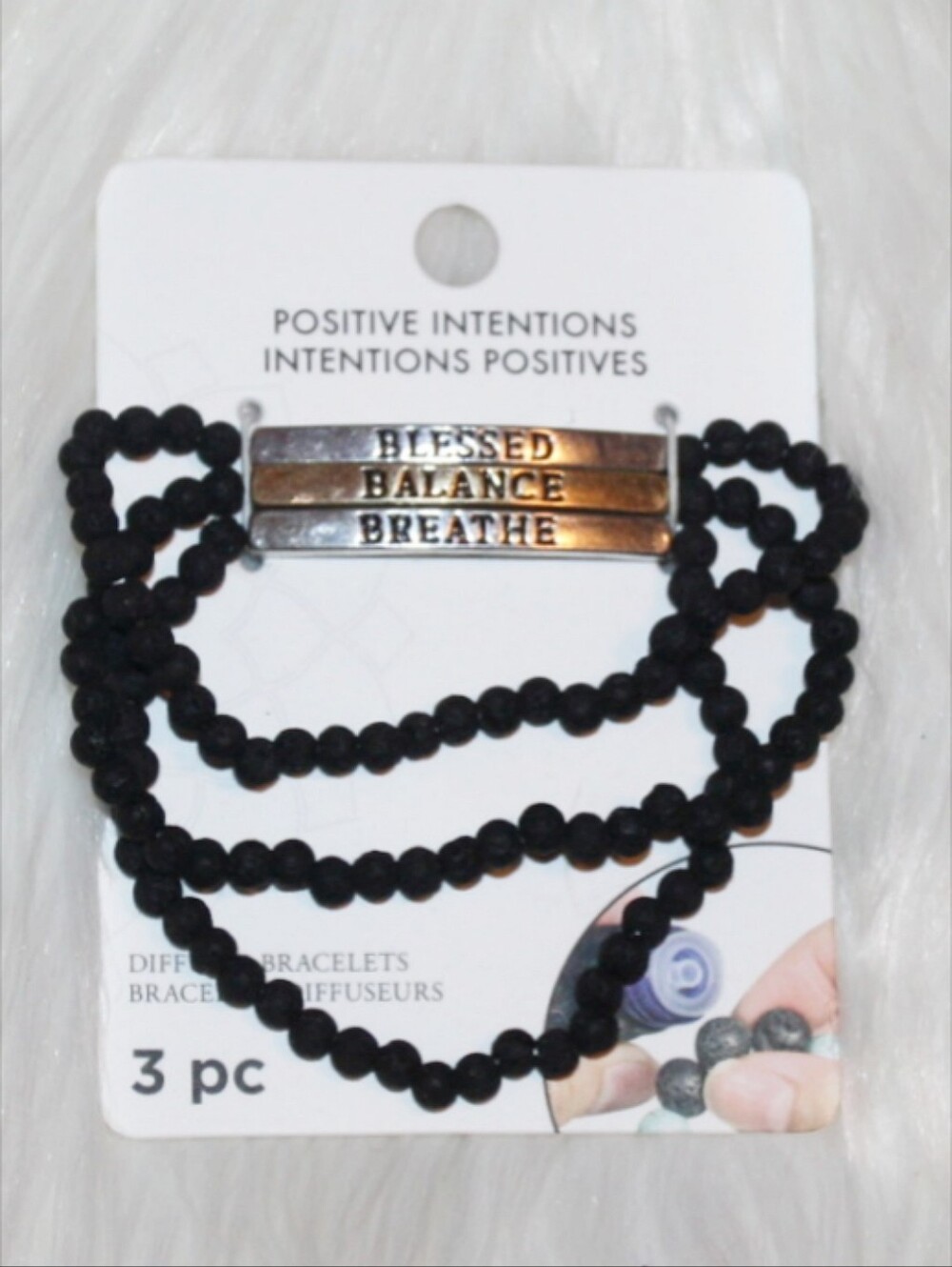 3pc Positive Intentions Lava Stone Diffuser Bracelets